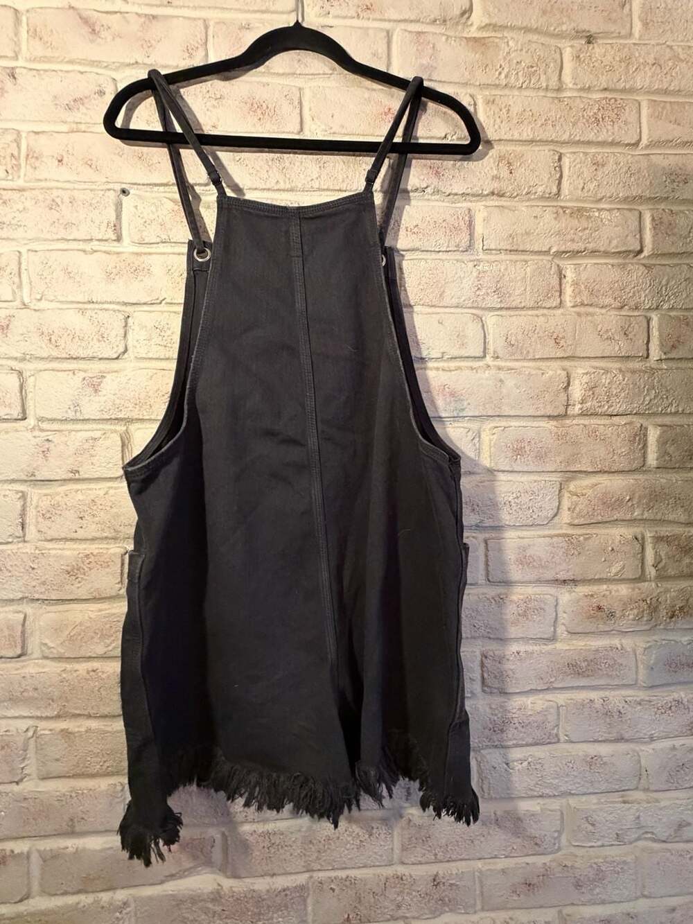 Aerie Black Denim Shortalls with Raw Frayed Hem - Picture 3 of 3